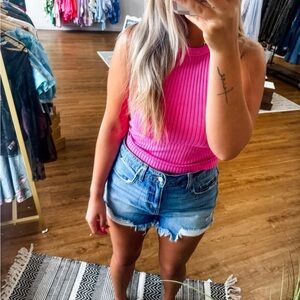 Zenana Outfitters Hot Pink Ribbed Tank Top
